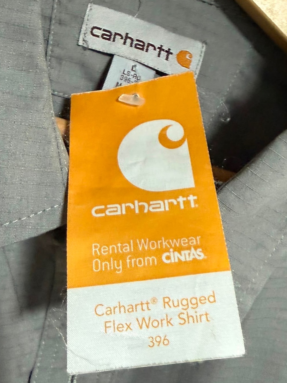 Carhartt Rugged Flex Work Shirt Gray Ripstop Button Front Men’s Large LS Regular - Picture 5 of 8